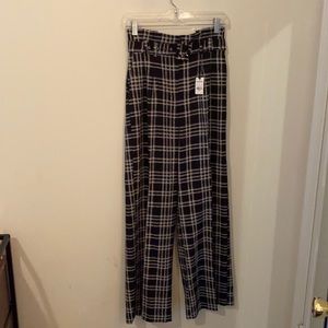 Plaid high rise pants